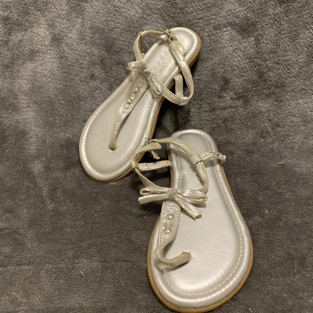 Copper Key Kids Sandals Rhinestone Girls Dress Flip Flop Silver 2M Summer Easter